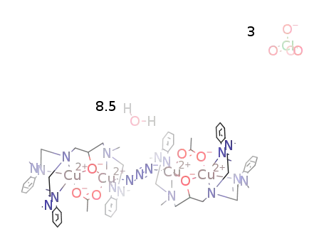 bis[(μ-acetato-O,O')(N,N',N''-tris((N-methyl-2-benzimidazolyl)methyl)-N'-methyl-1,3-diamino-2-propanolato)dicopper(II)]-μ-1,3-azide perchlorate * 8.5H2O