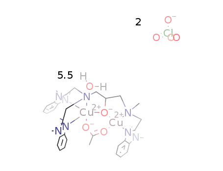 (μ-acetato-O,O')(N,N',N''-tris((N-methyl-2-benzimidazolyl)methyl)-N'-methyl-1,3-diamino-2-propanolato)copper(II) perchlorate * 5.5H2O