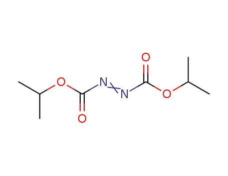 2446-83-5,Diisopropyl azodicarboxylate,DIAD;propan-2-yl N-propan-2-yloxycarbonyliminocarbamate;Diisopropyl azodicarboxylate [DIAD];Di-isopropyl Azodicarboxylate;Diisopropyl-azodicarboxylate;Azodicarboxylic Acid Diisopropyl Ester;Diazenedicarboxylic acid,bis(1-methylethyl) ester;propan-2-yl (NE)-N-propan-2-yloxycarbonyliminocarbamate;Diisopropyl Azodicarboxylate (DIAD);