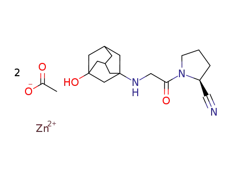 1-[2-(3-hydroxyadamant-1-yl-amino)acetyl]pyrrolidin-(2S)-carbonitrile zinc(II)-acetate