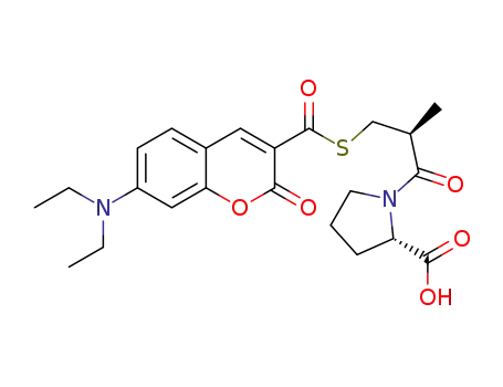 1-((S)-3-{[7-(diethylamino)-2-oxo-2H-chromene-3-carbonyl]thio}-2-methylpropanoyl)pyrrolidine-2-carboxylic acid