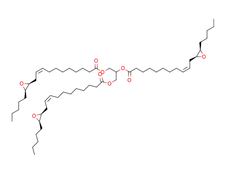 Molecular Structure of 20449-88-1 (9-Undecenoic acid, 11-(2S,3R)-3-pentyloxiranyl-, 1,2,3-propanetriyl ester, (9Z,9Z,9Z)-)