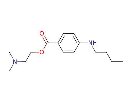 94-24-6,Tetracaine,Benzoicacid, p-(butylamino)-, 2-(dimethylamino)ethyl ester (8CI);2-Dimethylaminoethylp-butylaminobenzoate;Amethocaine;Ametop;Anetain;Butylocaine;Contralgin;Fissucain;Intercain;Laudocaine;Medicaine;Medihaler-Tetracaine;Meethobalm;Metraspray;Mucaesthin;Pontocaine;Rexocaine;Uromucaesthin;b-Dimethylaminoethylp-N-butylaminobenzoate;b-Dimethylaminoethyl p-butylaminobenzoate;