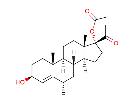 Molecular Structure of 57-16-9 (3β,17-Dihydroxy-6α-methylpregn-4-en-20-one 17-acetate)