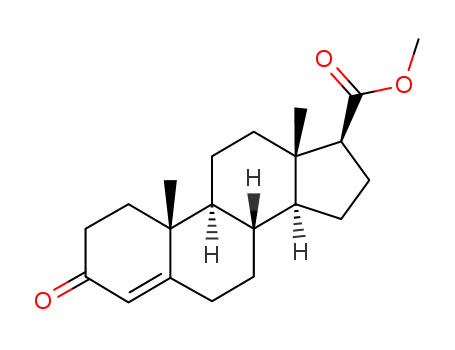 2681-55-2,Methyl 3-oxo-4-androstene-17beta-carboxylate,Androst-4-ene-17b-carboxylic acid, 3-oxo-, methylester (7CI,8CI);4-Androsten-3-one 17b-carboxylic acid methyl ester;L 589.170;Methyl 4-androsten-3-one 17b-carboxylate;Org 7329-0;