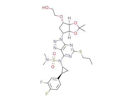 N-[(1R,2S)-2-(3,4-difluorophenyl)cyclopropyl]-N-{3-[(3aS,4R,6S,6aR)-6-(2-hydroxyethoxy)-2,2-dimethyltetrahydro-3aH-cyclopenta[d][1,3]dioxol-4-yl]-5-(propylsulfanyl)-3H-[1,2,3]triazolo[4,5-d]pyrimidin-7-yl}-N’,N’-dimethylsulfuric diamide