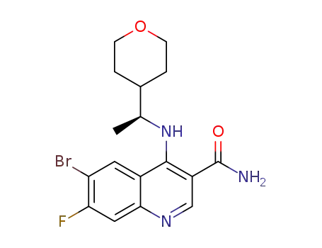 6-bromo-7-fluoro-4-{[(1S)-1-(tetrahydro-2H-pyran-4-yl)ethyl]amino}-3-quinolinecarboxamide