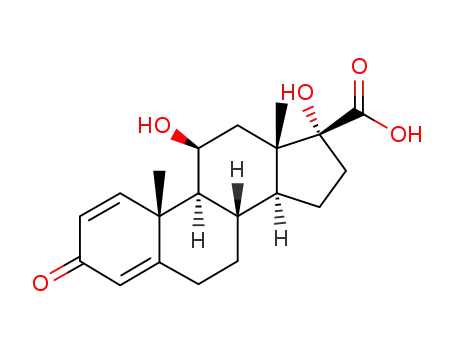 Molecular Structure of 37927-29-0 ((11beta,17alpha)-11,17-dihydroxy-3-oxoandrosta-1,4-diene-17-carboxylic acid)