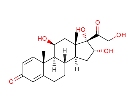 Molecular Structure of 13951-70-7 (11a,16b,17,21-Tetrahydroxy-pregna-1,4-diene-3,20-dione)