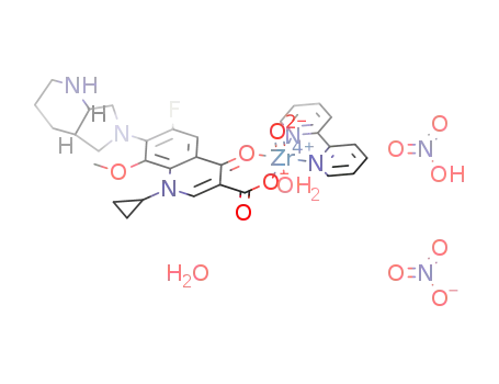 [ZrO(moxifloxacin hydrochloride)(2,2'-bipyridine)(H2O)](NO3)2.H2O