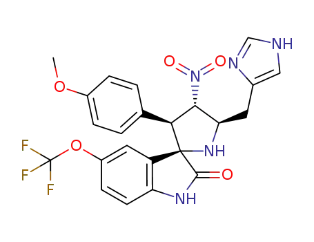5'-((1H-imidazol-4-yl)methyl)-3'-(4-methoxyphenyl)-4'-nitro-5-(trifluoro methoxy) spiro[indoline-3,2'-pyrrolidin]-2-one