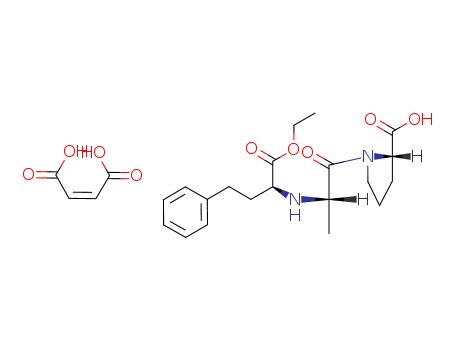 76095-16-4,Enalapril maleate,Enalapril maleate (JAN/USP);L-Proline,N-[(1S)-1-(ethoxycarbonyl)-3- phenylpropyl]-L-alanyl-,(2Z)-2-butenedioate (1:1);Prestwick_197;Vasotec (TN);Vasotec;but-2-enedioic acid; (2S)-1-[(2S)-2-[[(1S)-1-ethoxycarbonyl-3-phenyl-propyl]amino]propanoyl]pyrrolidine-2-carboxylic acid;Renivace (TN);MK 421;Renivace;