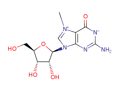 Molecular Structure of 22164-16-5 (2-amino-7-methyl-6-oxo-9-pentofuranosyl-6,7-dihydro-3H-purin-9-ium)