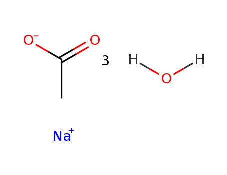 6131-90-4,Sodium acetate trihydrate,Thomaegelin;Natriumacetat [German];EPA Pesticide Chemical Code 044006;(2-methyl-2,3-dihydroindol-1-yl)-[4-(2-methylpropoxy)phenyl]methanone;Sodium acetate (JP14/USP);Sodium acetate [USAN:JAN];Sodium acetate (TN);Plasmafusin;Octan sodny [Czech];Sodium acetate（Reagent grade）;Sodium acetate 3-Hydrate;crystal sodium acetate ( Pharmaceutical grade);crystal sodium acetate ( Food grade);Acetic acid, sodium salt trihydrate;