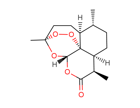 63968-64-9,Artemisinin,(+)-Arteannuin;Qinghaosu;[3R-(3R,5aS,6S,8aS,9R,10R,12S,12aR**)]-Decahydro-3,6,9-trimethyl-3,12-epoxy-12H-pyrano[4,3-j]-1,2-benzodioxepin-10-one;