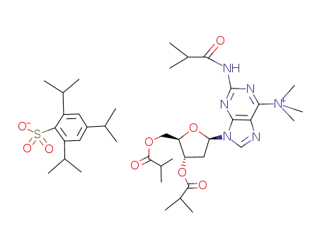 2,4,6-Triisopropyl-benzenesulfonate[2-isobutyrylamino-9-((2R,4S,5R)-4-isobutyryloxy-5-isobutyryloxymethyl-tetrahydro-furan-2-yl)-9H-purin-6-yl]-trimethyl-ammonium;