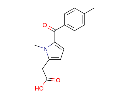 26171-23-3,Tolmetin,Pyrrole-2-aceticacid, 1-methyl-5-p-toluoyl- (8CI);1-Methyl-5-p-toluoylpyrrole-2-acetic acid;5-[(p-Tolyl)carbonyl]-1-methylpyrrole-2-acetic acid;McN 2559;Tolmetine;