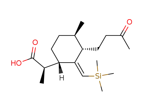 (2R,1'S,3'S,4'S)-2-<4'-methyl-3'-(3''-oxobutyl)-2'(E)-<(trimethylsilyl)methylene>cyclohexyl>propionic acid