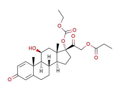Molecular Structure of 73771-04-7 ([2-(17-ethoxycarbonyloxy-11-hydroxy-10,13-dimethyl-3-oxo-7,8,9,11,12,14,15,16-octahydro-6H-cyclopenta[a]phenanthren-17-yl)-2-oxo-ethyl] propanoate)