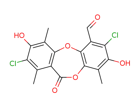 2,7-dichloro-3,8-dihydroxy-1,4,9-trimethyl-11-oxo-11H-dibenzo<1,4>dioxepin-6-carbaldehyde