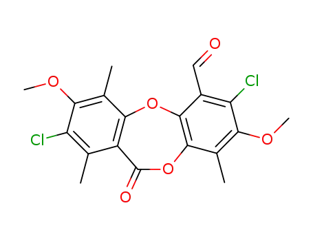 2,7-dichloro-3,8-dimethoxy-1,4,9-trimethyl-11-oxo-11H-dibenzo<1,4>dioxepin-6-carbaldehyde