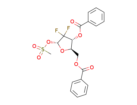 Molecular Structure of 134877-42-2 (2-Deoxy-2,2-difluoro-D-ribofuranose-3,5-dibenzoate-1-methanesulfonate)
