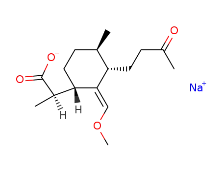 Sodium; (R)-2-[(1S,3S,4R)-2-[1-methoxy-meth-(Z)-ylidene]-4-methyl-3-(3-oxo-butyl)-cyclohexyl]-propionate