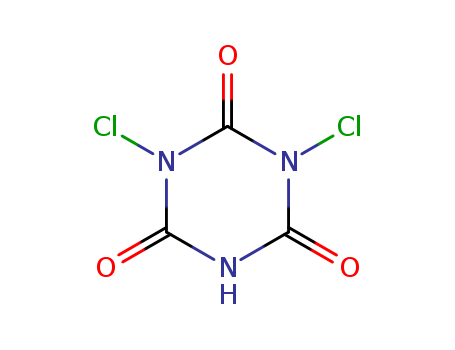 2782-57-2,DICHLOROISOCYANURIC ACID,s-Triazine-2,4,6(1H,3H,5H)-trione,1,3-dichloro- (8CI);s-Triazine-2,4,6(1H,3H,5H)-trione, dichloro- (6CI);1,3-Dichloro-s-triazine-2,4,6-trione;ACL 70;CDB 60;Dichlorocyanuric acid;Dichloroisocyanurate;Dichloroisocyanuric acid;Fi Clor 71;Hilite 60;Isocyanuric dichloride;Neochlor 60;Orced;Troclosene;1,3-dichloro-1,3,5-triazinane-2,4,6-trione;1,3,5-triazine-2,4,6(1H,3H,5H)-trione, 1,3-dichloro-;1,3-Dichloro-1,3,5-triazinane-2,4,6-trione;1,3-Dichlor-1,3,5-triazinan-2,4,6-trion;