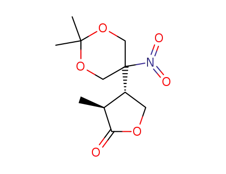 trans-4-(2,2-dimethyl-5-nitro-1,3-dioxan-5-yl)-dihydro-3-methyl-2(3H)-furanone