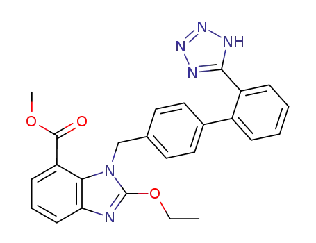 Molecular Structure of 139481-69-9 (Ethyl-2-Ethoxy-1-[[(2'-(1h-Tetrazol-5-Yl)Biphenyl-4-Yl)Methyl]Benzimidazole]-7-Carboxylate)