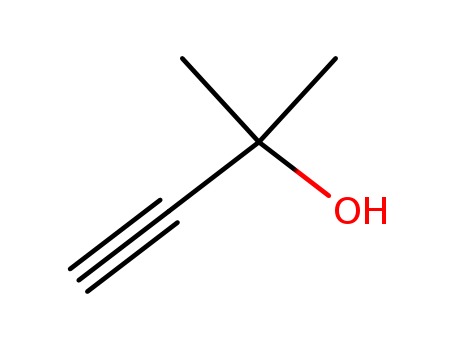 115-19-5,3-Methyl butynol,2-Propyn-1-ol,1,1-dimethyl- (7CI);(1-Hydroxy-1-methylethyl)acetylene;1,1-Dimethyl-2-propyn-1-ol;1,1-Dimethyl-2-propynol;1,1-Dimethylpropargylalcohol;2-Ethynyl-2-propanol;2-Hydroxy-2-methyl-3-butyne;2-Methyl-2-hydroxy-3-butyne;2-Methyl-3-butyn-2-ol;2-Methyl-3-butyne-2-ol;2-Propyne-1,1,1-triol;3-Hydroxy-3-methyl-1-butyne;3-Methyl-1-butyn-3-ol;3-Methyl-3-hydroxy-1-butyne;3-Methyl-3-hydroxybutyne;AB 32;AB 32 (alcohol);Dimethylacetylenecarbinol;Dimethylacetylenylcarbinol;Dimethylethynylcarbinol;Dimethylethynylmethanol;Ethynyldimethylcarbinol;Mebynol;NSC 523;a,a-Dimethylpropargyl alcohol;3-Methyl butynol;