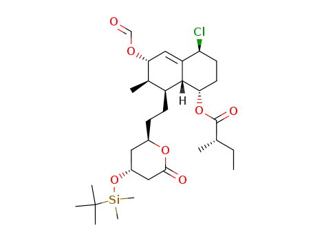 (S)-2-Methyl-butyric acid (1S,4S,6S,7R,8S,8aR)-8-{2-[(2R,4R)-4-(tert-butyl-dimethyl-silanyloxy)-6-oxo-tetrahydro-pyran-2-yl]-ethyl}-4-chloro-6-formyloxy-7-methyl-1,2,3,4,6,7,8,8a-octahydro-naphthalen-1-yl ester