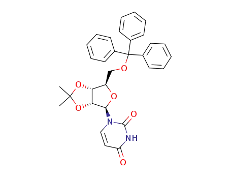 Molecular Structure of 10526-27-9 (1-[2,3-O-(1-methylethylidene)-5-O-tritylpentofuranosyl]pyrimidine-2,4(1H,3H)-dione)