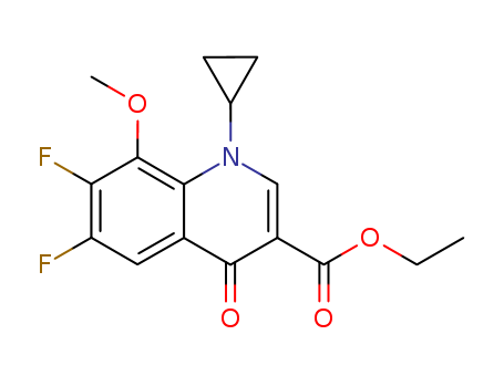 112811-71-9,1-Cyclopropyl-6,7-difluoro-1,4-dihydro-8-methoxy-4-oxo-3-quinolinecarboxylic acid ethyl ester,Ethyl1-cyclopropyl-6,7-difluoro-1,4-dihydro-8-methoxy-4-oxo-3-quinolinecarboxylate;Ethyl1-cyclopropyl-6,7-difluoro-8-methoxy-4-oxo-1,4-dihydro-3-quinolinecarboxylate;3-Quinolinecarboxylicacid, 1-cyclopropyl-6,7-difluoro-1,4-dihydro-8-methoxy-4-oxo-, ethyl ester;
