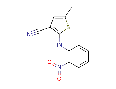 Molecular Structure of 138564-59-7 (5-Methyl-2-[(2-nitrophenyl)amino]thiophene-3-carbonitrile)