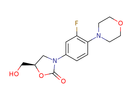 168828-82-8,(5R)-3-(3-Fluoro-4-(4-morpholinyl)phenyl)-5-hydroxymethyl-2-oxazolidione,2-Oxazolidinone,3-[3-fluoro-4-(4-morpholinyl)phenyl]-5-(hydroxymethyl)-, (R)-;S-5-Azidomethyl-3-[3-fluoro-4-(4-morpholinyl)phenyl]-2-oxazolidinone;(5R)-3-[3-Fluoro-4-(morpholin-4-yl)phenyl]-5-(hydroxymethyl)-1,3-oxazolidin-2-one;CHEMBL596913;AC-4277;TL8001308;
