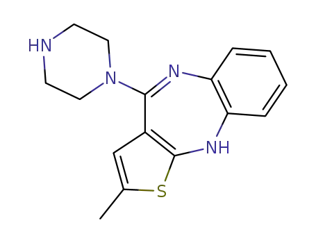 Molecular Structure of 161696-76-0 (2-Methyl-4-(1-piperazinyl)-10H-thienol[2,3-b][1,5]benzodiazepine)