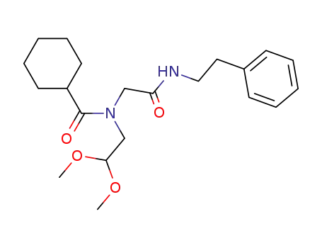 Molecular Structure of 90142-13-5 (Cyclohexanecarboxamide,
N-(2,2-dimethoxyethyl)-N-[2-oxo-2-[(2-phenylethyl)amino]ethyl]-)