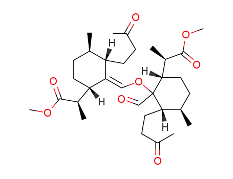 (R)-2-[(1S,3S,4R)-2-Formyl-2-[(2S,3R,6S)-6-((R)-1-methoxycarbonyl-ethyl)-3-methyl-2-(3-oxo-butyl)-cyclohex-(E)-ylidenemethoxy]-4-methyl-3-(3-oxo-butyl)-cyclohexyl]-propionic acid methyl ester