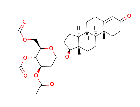 Acetic acid (2R,3S,4R)-3-acetoxy-2-acetoxymethyl-6-((8R,9S,10R,13S,14S,17S)-10,13-dimethyl-3-oxo-2,3,6,7,8,9,10,11,12,13,14,15,16,17-tetradecahydro-1H-cyclopenta[a]phenanthren-17-yloxy)-tetrahydro-pyran-4-yl ester