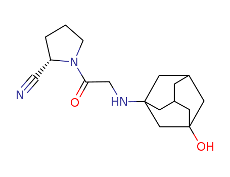 274901-16-5,Vildagliptin,2-Pyrrolidinecarbonitrile,1-[[(3-hydroxytricyclo[3.3.1.13,7]dec-1-yl)amino]acetyl]-, (2S)- (9CI);Galvus;LAF 237;NVP-LAF 237;(-)-(2s)-1-(((3-hydroxytricyclo(3.3.1.1(3,7))dec-1-yl)amino)acetyl)pyrrolidine-2-carbonitrile;