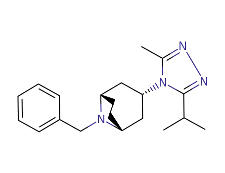 Molecular Structure of 423165-13-3 (8-BENZYL-3-EXO-(3-ISOPROPYL-5-METHYL-4H-1,2,4-TRIAZOL-4-YL)-8-AZABICYCLO[3.2.1]OCTANE)