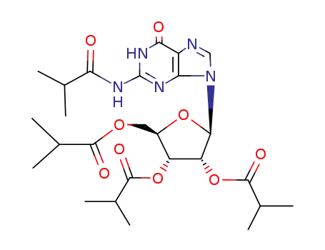 Molecular Structure of 70337-80-3 (2-IsobutyraMido Guanosine 2',3',5'-Tris(isobutanoate))