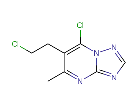 Molecular Structure of 62053-05-8 ([1,2,4]Triazolo[1,5-a]pyrimidine, 7-chloro-6-(2-chloroethyl)-5-methyl-)