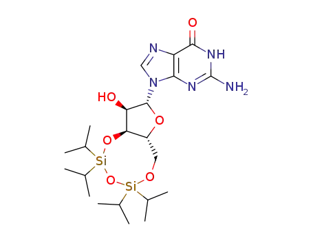 Molecular Structure of 69304-44-5 (3',5'-O-(1,1,3,3-Tetraisopropyl-1,3-disiloxanediyl)guanosine)