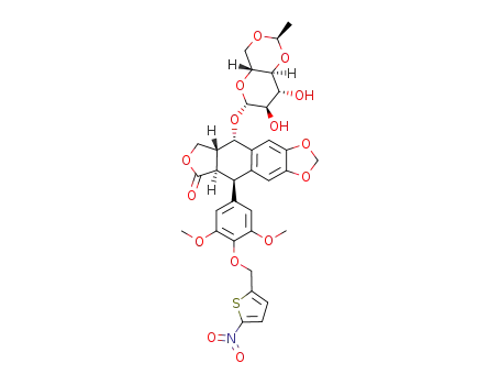 9-[(4,6-O-ethylidene-Β-D-glucopyranosyl)oxy]-5,8,8a,9-tetrahydro-(5-(4-(5-nitrothien-2-yl)ethoxy)-3,5-dimethoxyphenyl)furo[3',4':6,7]naphtha[2,3-d]-1,3-dioxol-6(5aH)-one