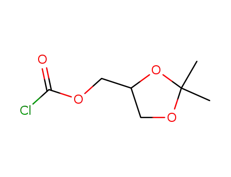 Molecular Structure of 28863-62-9 (Carbonochloridic acid (2,2-dimethyl-1,3-dioxolan-4-yl)methyl ester)