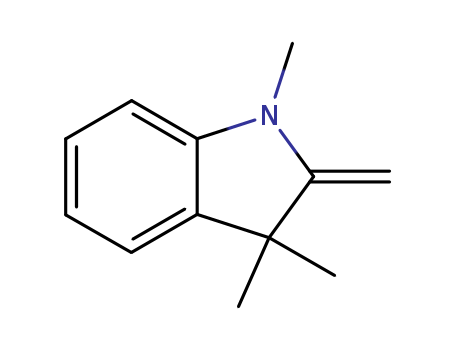 118-12-7,1,3,3-Trimethyl-2-methyleneindoline,Indoline,1,3,3-trimethyl-2-methylene- (6CI,7CI,8CI);1,2-Dihydro-1,3,3-trimethyl-2-methyleneindole;1,3,3-Trimethyl-2-methylene-2,3-dihydroindole;1,3-Dihydro-1,3,3-trimethyl-2-methyleneindoline;2,3-Dihydro-1,3,3-trimethyl-2-methyleneindole;2-Methylene-1,3,3-trimethylindoline;Fischer base;Fischer's base;Fischer'smethylene base;NSC 66176;1,3,3-Trimethyl-2-methylidene-2,3-dihydro-1H-indole;