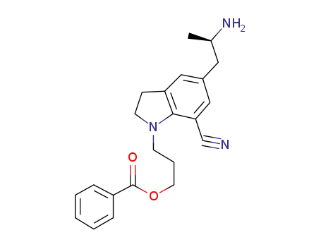 Molecular Structure of 239463-72-0 (5-[(2R)-2-Aminopropyl]-1-[3-(benzoyloxy)propyl]-2,3-dihydro-7-carbonitrile-1H-indole)