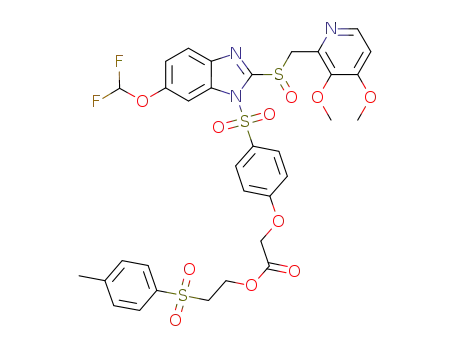 4-[6-difluoromethoxy-2-{(3,4-dimethoxypyridin-2-yl)methanesulfinyl}benzimidazole-1-sulfonyl]phenoxyacetic acid 2-(toluene-4-sulfonyl)ethyl ester